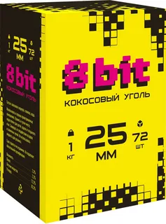 Уголь для кальяна 8 BIT 1кг (25мм)